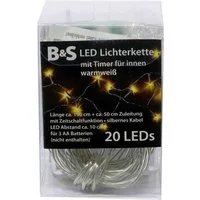 B&S LED-Lichterkette LED Batterie Lichterkette mit 20 LEDs warmweiß Innenbereich