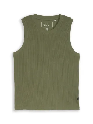 Denim Tom Tailor - Relaxed Fit Tanktop mit Waffelstruktur oak leaf green - Gr. - XXL