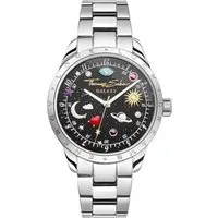 THOMAS SABO Quarzuhr COSMIC AMULET WA0402-201-203-34 MM, Armbanduhr, Damenuhr, Zirkonia, Herz, Mond, Sterne, Edelstahlarmband