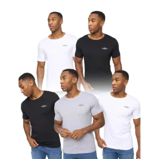 Crosshatch - "Basicstandard" T-Shirt für Herren (5er-Pack) (Schwarz/Grau/Weiß)