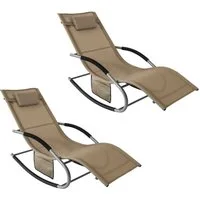 SoBuy Gartenliege OGS28x2, Schaukelstuhl Schaukelliege Strandliege Gartenmöbel, 2 st, Sonnenliege 2 Personen Liegestuhl Gartenliege wetterfest,Outdoor