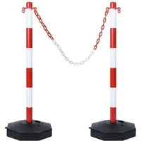 FIVMEN Absperrpfosten 82x28x28cm Kettenpfosten aus Kunststoff Absperrung (2-tlg), Sperrpfosten für die Verkehrskontrolle oder Warnung an der Auffahrt