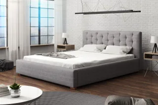 Polsterbett Bett Doppelbett LUCCA Komplettset 140x200cm Stoff Sawana Hellgrau