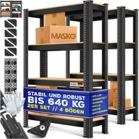 MASKO Schwerlastregal, 2er-Set Lagerregal aus Metall mit verstellbaren Ablagen