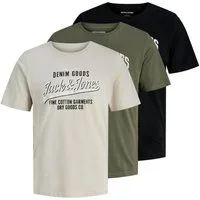 Jack & Jones T-Shirt 3er Pack JJ Ethan Tee SS Crew Neck mit verschiedenen Prints