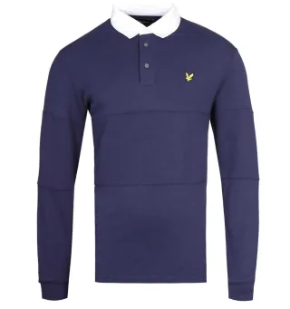 Lyle & Scott Langarm-Rugby-Poloshirt in Marineblau