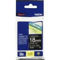 Schriftband TZe-345 18 mm, Weiß auf Schwarz