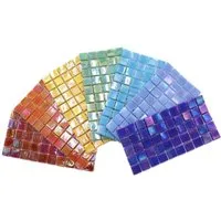 Armena Mosaikfliesen 1.5x1.5cm glänzend Glasmosaik auf netz 5x10 Stück, 8 Farben Set (ohne Regenbogen)
