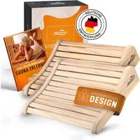 Alpenhauch Saunakopfstütze [2Stück] - Ergonomische Kopfstütze für Sauna & Infrarotkabine, 100% Naturholz, ergonomisches Design, rutschfest, hitzebeständig