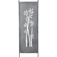 finehomegarden Gartenstecker Stele Metall Bambus Sichtschutz grau (1-St) Windschutz Outdoor H116cm B32cm Dekowand Garten / Paket