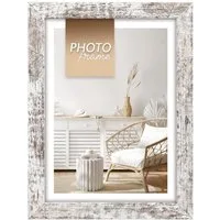 matches21 HOME & HOBBY Bilderrahmen Holz Bilderrahmen rechteckig weiss / braun für 20x30 cm, Wand-Deko Fotorahmen im Hochformat, Querformat zum Stellen, Hängen