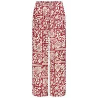 Eight2Nine Stoffhose Damen Sommerhose mit weitem Bein Allover Print, Gummibund mit Kordel & Perle