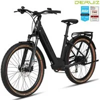 DERUIZ E-Bike Trekkingrad 28 Zoll Quartz SUV, 644 Wh, bis zu 160 km, 55 Nm, Drehmomentsensor, 8 Gang SHIMANO Acera RD-M360 SGS Schaltwerk, Kettenschaltung, Hinterradmotor, 644 Wh, SHIMANO Acera 8-Gang, Hydraulikbremsen, 100-mm-Federgabel