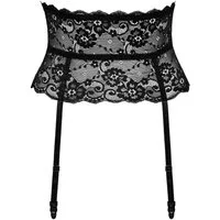 Cottelli Collection Strumpfhalter Spitzen-Strumpfgürtel - schwarz, transparente Spitze