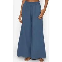 SASSYCLASSY Stoffhose Musselin Hose mit weitem Bein für Damen Leichte Stoffhose mit seitlichen Taschen im lockerem Fit