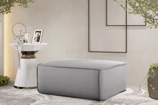 Polsterhocker Designerhocker CELES PREMIUM 85x85 cm Stoff Opera Velvet Hellgrau