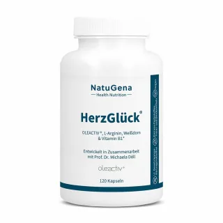 NatuGena HerzGlück® | 120 Kapseln | Polyphenole aus OLEACTIV® | mit L-Arginin & Weißdorn | vegan