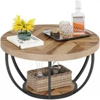 Tribesigns Couchtisch Runde Kaffeetisch Beistelltisch, Industrial 2-Tier-Kreis Couchtisch