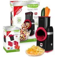 Genius Gemüseschneider Nicer Dicer Electro Deluxe 32 tlg, Gemüsehobel elektrisch, 9 Einsätze, 80 W, Extra-scharfe G-NOX Edelstahlklingen, einfache Reinigung, kompakt