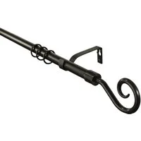 iso-design Gardinenstange schwarz ausziehbar 160–300 cm, Durchmesser 16/19mm, Ø 19 mm, 1-läufig, mit Bohren, Metall