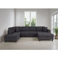 Trends by HG Wohnlandschaft Moritz U-Form, B: 324 cm, mit Bettfunktion, Bettkasten & Zierkissen