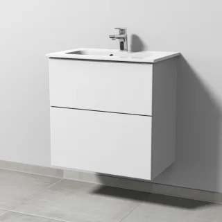 Sanipa 3way Waschtischunterbau zu Duravit ME by Starck Waschtisch mit 2 Auszügen, Weiß-Soft SM72243