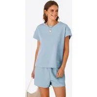 Imily Bela Hausanzug Damen 2-teiliger Freizeitanzug (Set, 2 tlg., Kurzarm Oberteil + Shorts) Print