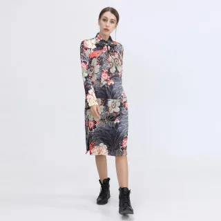 Hemdkleid mit floralem Makrodruck