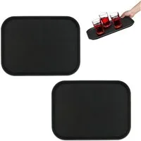 relaxdays Tablett Serviertablett 2er Set in Schwarz, Kunststoff, (2-tlg)
