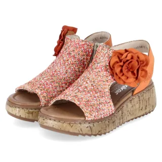 Rieker Sandalen - Gr. 36 - Orange - Textil & Synthetik