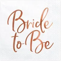 partydeco Papierserviette, Servietten Bride to be 33x33cm weiß / rosegold 20 Stück