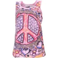 Guru-Shop T-Shirt Mirror Tank Top, Yoga-Top - Peace/pink Festival, Goa Style, alternative Bekleidung