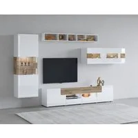 OTTO home Wohnwand Toledo,Breite 391cm stilvolle Mediawand ohne Beleuchtung, (Set, 4-St), Anbauwand (2xHängevitrine,Lowboard,Hängeregal)MDF Hochglanzfronten