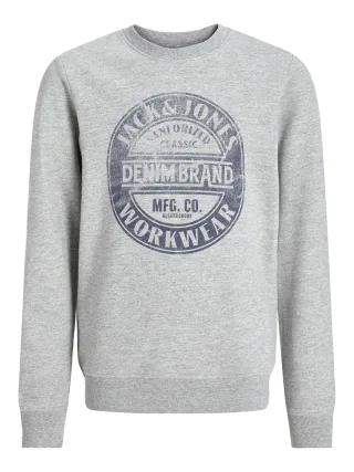JACK&JONES - JJJEANS SWEAT O-NECK JNR light grey melange - Gr. - 176