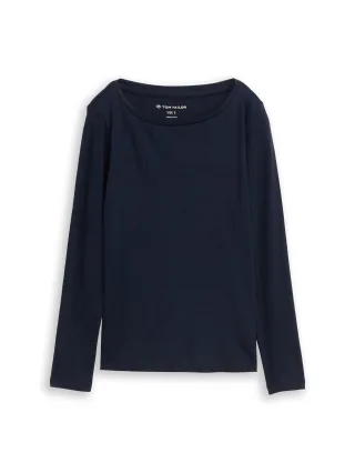 Tom Tailor - Basic Langarmshirt aus Baumwolle sky captain blue - Gr. - XL