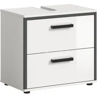 welltime Waschbeckenunterschrank KAJO, hochglanz Front, 2 Schubladen, Siphonausschnitt (1-St) Waschbecken, Unterschrank, Bad, Badezimmer, Schrank