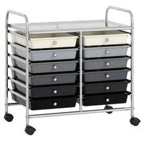 COSTWAY Rollcontainer, mit Schubladen Kunststoff, Rollwagen mit Rollen