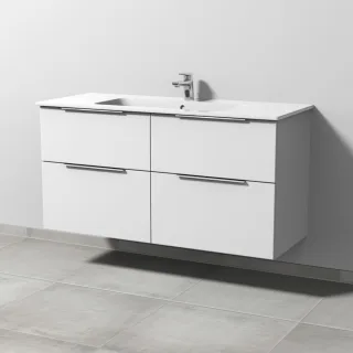 Sanipa 3way Waschtischunterbau zu Duravit ME by Starck Waschtisch mit 4 Auszügen, Weiß-Soft UM72743