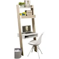 SoBuy Leiterregal FRG110/FRG111, Bücherregal mit Schreibtisch Standregal Wandregal mit Ablagen