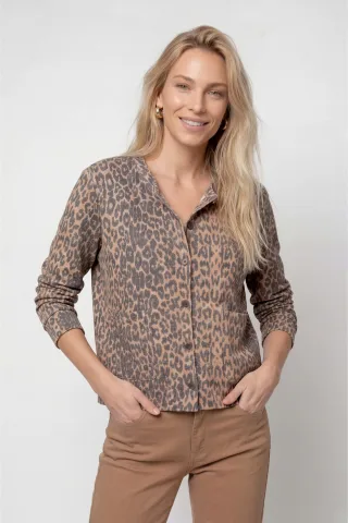 monari - Strickjacke mit Leomuster brown sugar gemustert - Gr. - 42