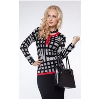 Passioni Strickpullover mit rundem Ausschnitt mit Knopfdetail vorne