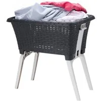 Koopman Wäschekorb Wäschewanne Kunststoff Rattan Optik 38 L (Stück, 1 St., Packung), klappbare Füße, Wäschesammler, 38L Volumen, 60x40 cm, Rattan-Optik