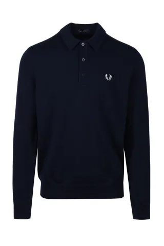 Polo Manches Longues Classic Fred Perry Pour Homme en Bleu Marine