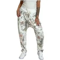 Mississhop Boyfriend-Hose Damen Hose Sweatpants Jogginghose Blumen M.130