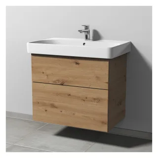 Sanipa 3way Waschtischunterbau zu Geberit Smyle Square Waschtisch mit 2 Auszügen, Eiche Natural-Touc SM67285