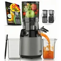 Lebenlang Slow Juicer Entsafter mit großer Öffnung, Für ganze Früchte und Gemüse, Rezepte, 250 W, BPA-Frei, Hohe Saftausbeute, Erhalt der Nährstoffe