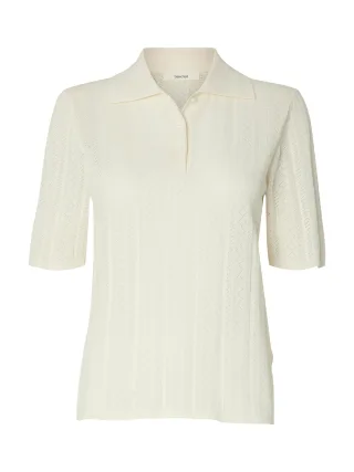 SELECTED WOMEN - SLFTOLEDO STRUCTURE 2/4 KNIT POLO NECK Snow White - Gr. - XS