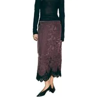 Bhoem Midirock BHOEM Midirock aus Jacquard-Satin mit Spitze (1-tlg)