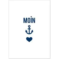 Bow & Hummingbird Postkarte Maritime Postkarte "Moin-Anker-Herz" aus Recyclingpapier