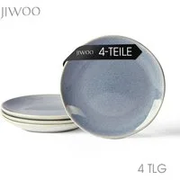 JIWOO Teller 4er Ø19,5cm, Speiseteller Steakteller Dessertteller Pastateller Plate, (4 St), Keramik Hochwertiges Tellerset Blau Mikrowellenofen Spülmaschine